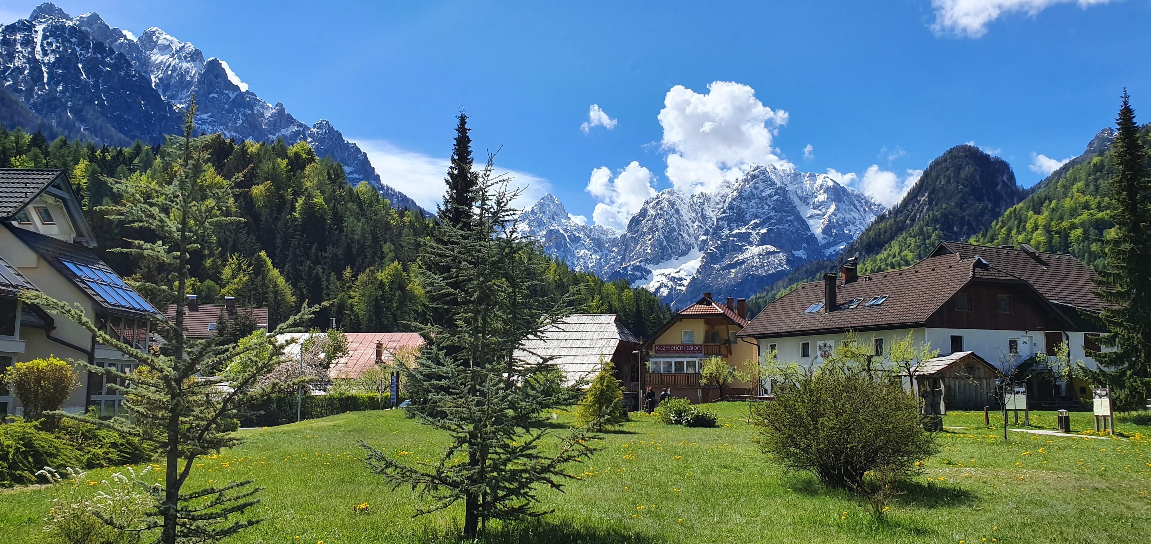Kranjska Gora village with the snow-capped Julian Alps